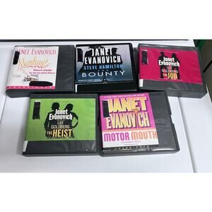 Janet Evanovich Audiobook CDs Lot of 5 BOUNTY Job HEIST Goldberg‎ MANHUNT Motor